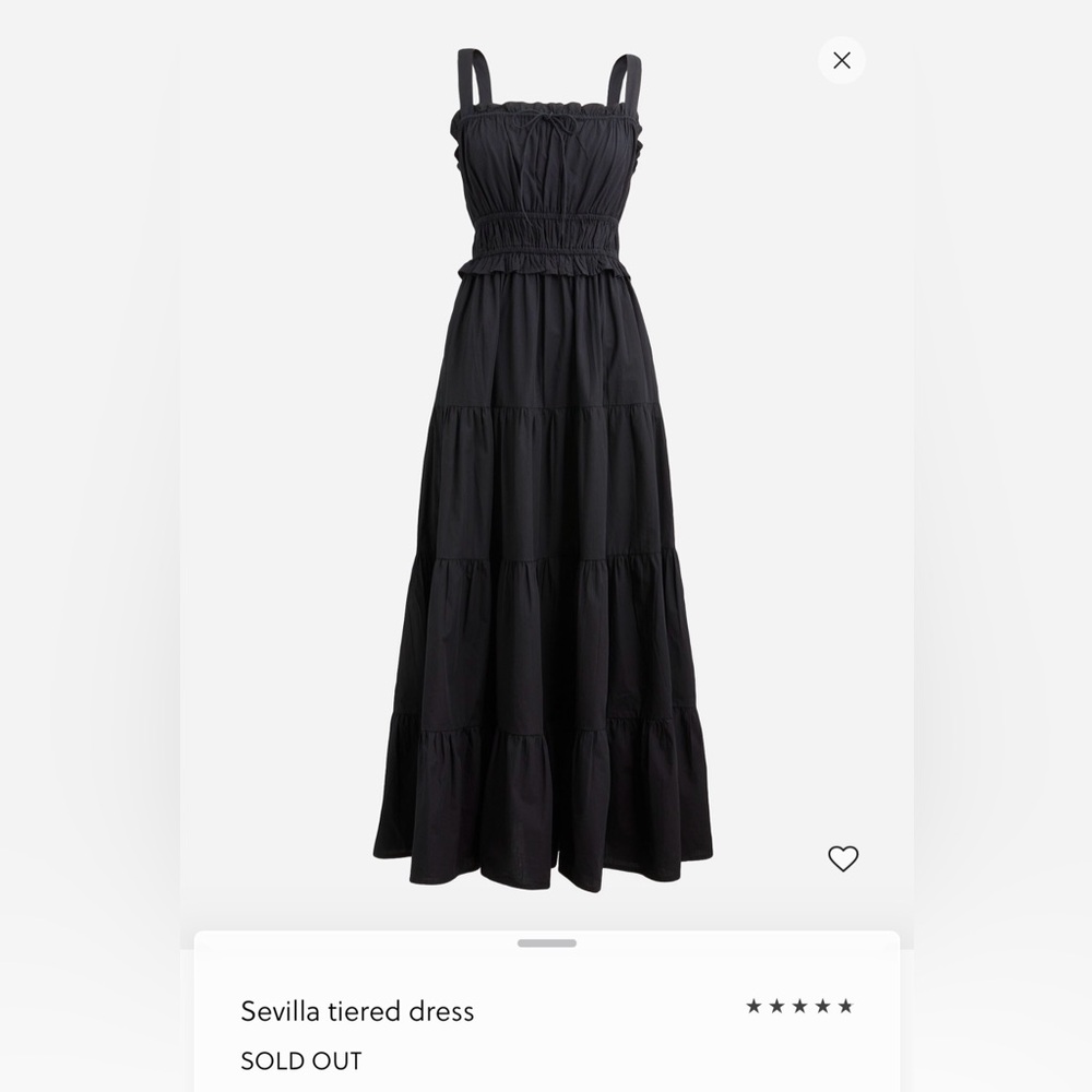 J. Crew Black Sevilla Tiered Dress NWT